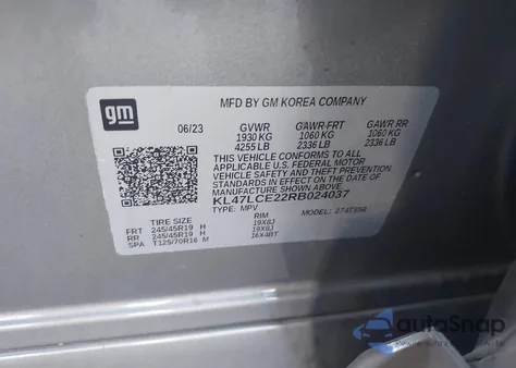 2024 Buick Envista Avenir из США, поврежденный, VIN KL47LCE22RB024037